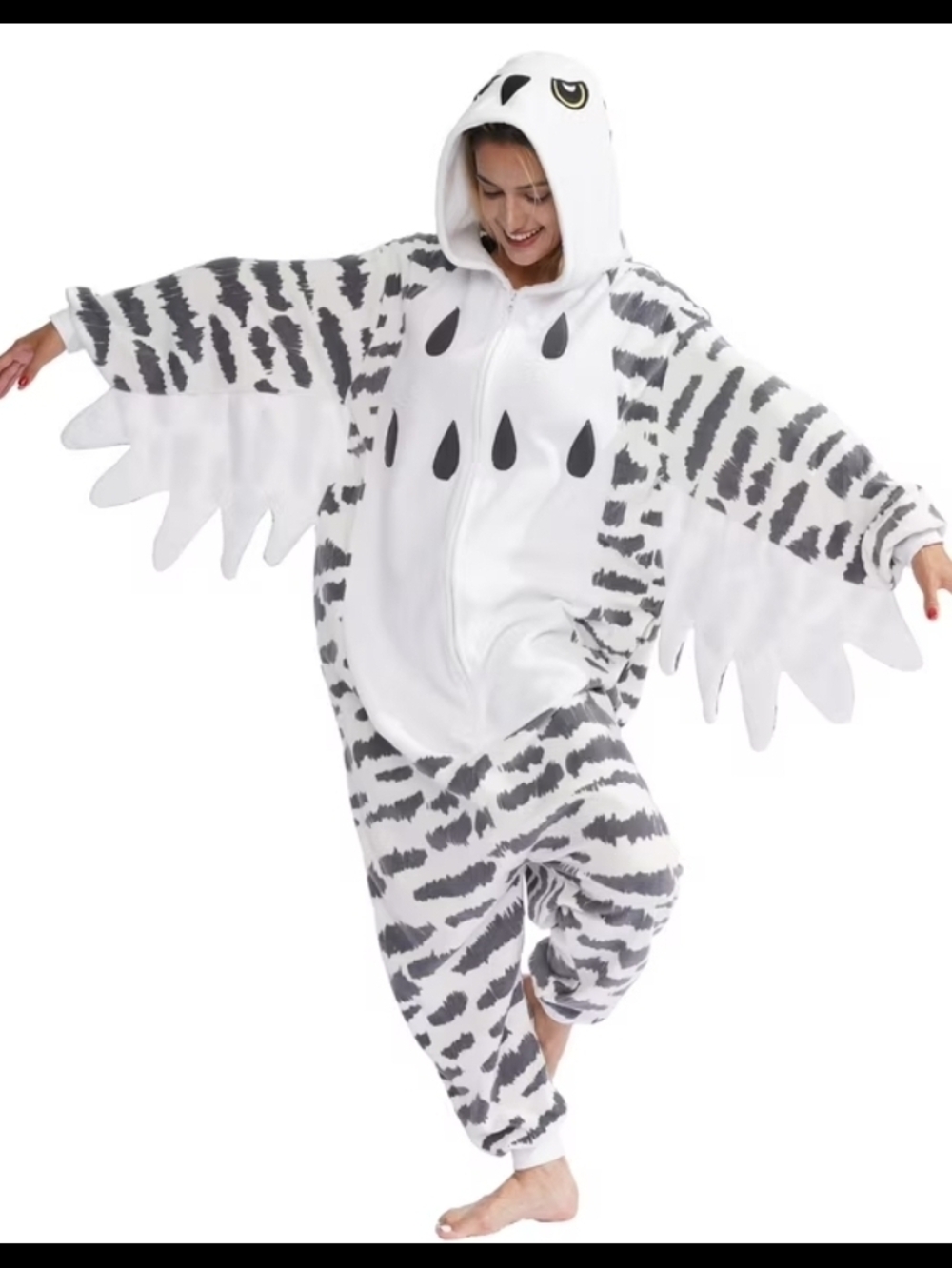 White & Gray Owl Adult Onesie